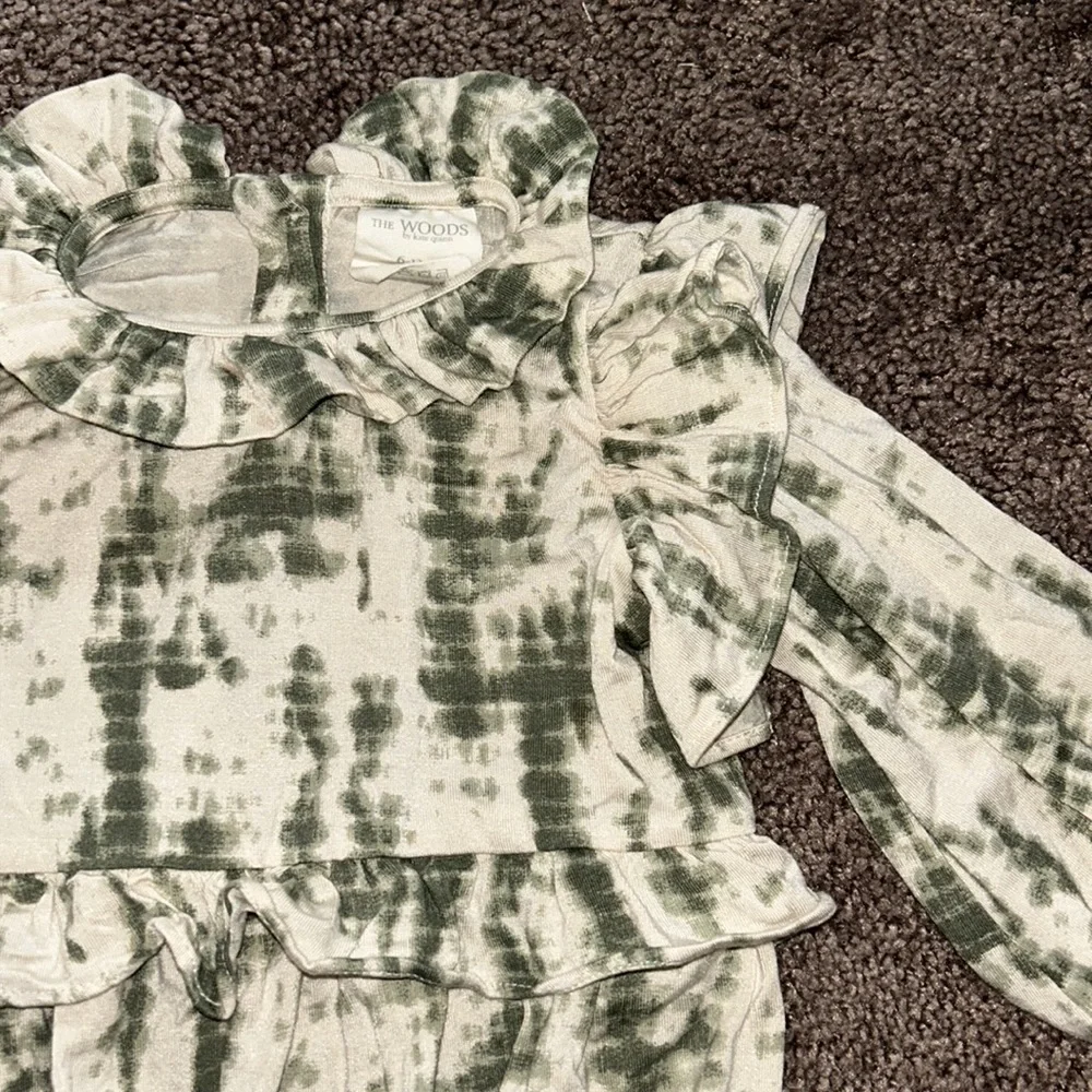 Kate Quinn the woods beechwood bamboo green shibori ruffle bubble 6/12m